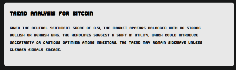 The &quot;Trend Analysis&quot; section showing an actual analysis.